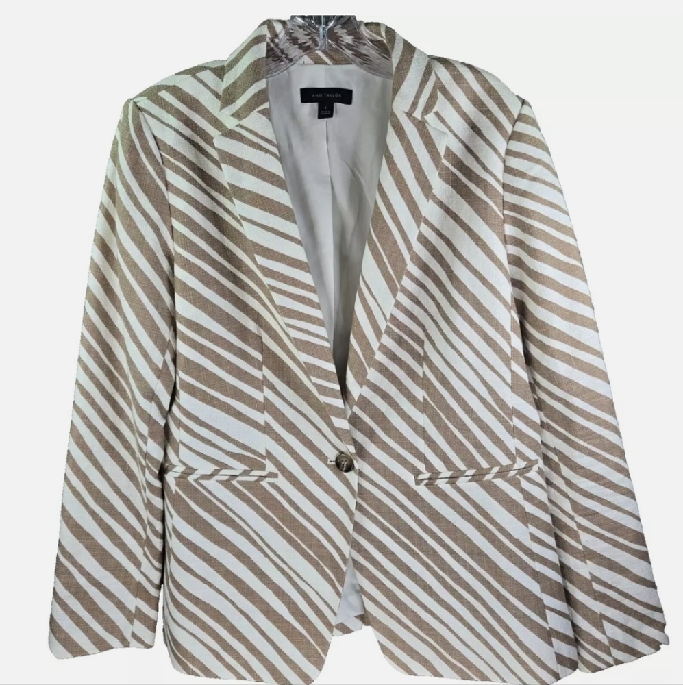 Tan & Irovy Zebra Print Hutton Blazer- looks & feels like Linen- textured Cotton